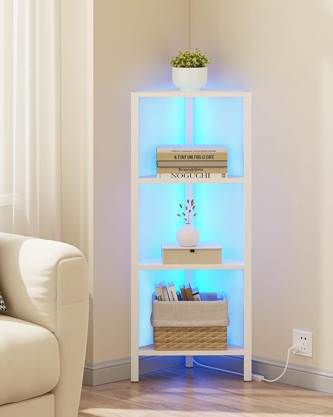 TUTOTAK Corner Shelf, 4-Tier Corner Bookshelf by ChoosetutotakFurnitureBuildYourCozyHome