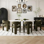 Modern Sherpa Dining Chairs Set of 6, Upholstered Barrel Chairs by QUINJAY