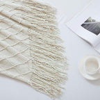BOURINA Beige Throw Blanket 60x80 Inches Throw Textured Solid Soft Sofa Throw - Image 4