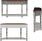 Retro Wood Curved Entryway Console Table 52-Inch Half Moon Hall Entryway Sofa - Image 5