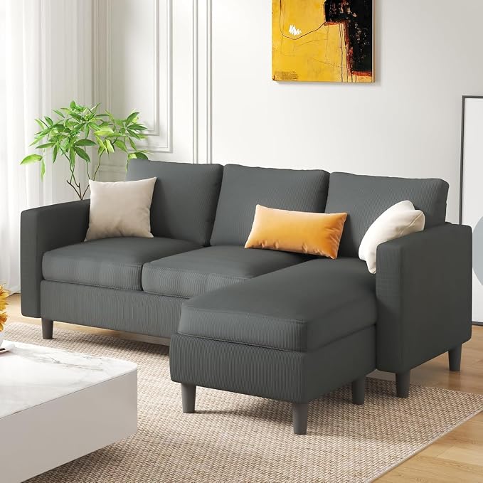 JAMFLY Couches for Living Room, 3-Seat Reversible Sectional Sofa - Image 3