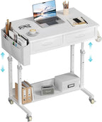 WINAZ Small Rolling Desk with Drawers & Storage by Unknown