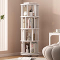Muwuele Solid Wood Rotating Bookshelf on Wheels, 4 Tier, Round Revolving by Muwuele
