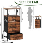 Somdot Tall Nightstand with Charging Station and LED Light - Image 3