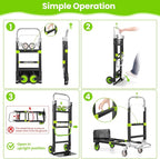 3-in-1 Folding Hand Trucks, 600Lbs Convertible Hand Truck Dolly, Heavy Duty - Image 4