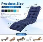 Chaise Lounge Cushions Outdoor, Waterproof & Fade Resistant Patio Lounge Chair - Image 2