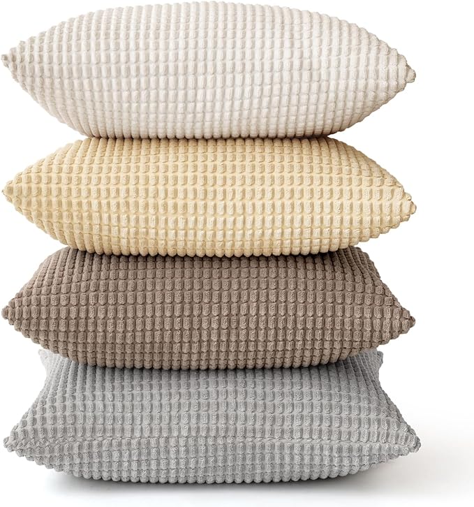 MIULEE Neutral Harmony Decorative Pillow Covers 18x18 Inch Set of 4 Rustic - Image 6