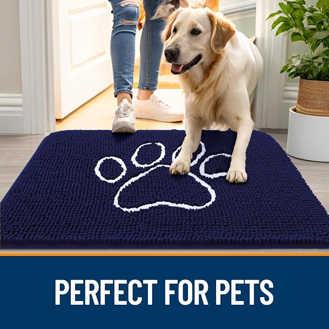 OLANLY Dog Door Mat for Muddy Paws 70x32, Paw Print Design Chenille Mud Mat | - Image 6