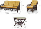 Malibu Lounge Set of 4: 2 Natural Rattan Wicker Chairs, Three-Seater Sofa - Image 3