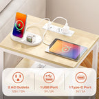 SUPERJARE Nightstand with Charging Station, Bed Side Table with Adjustable - Image 4