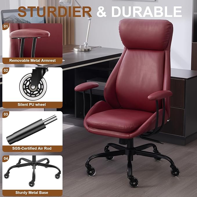 E-Motie Office Chair, Leather Desk Chair - Image 7