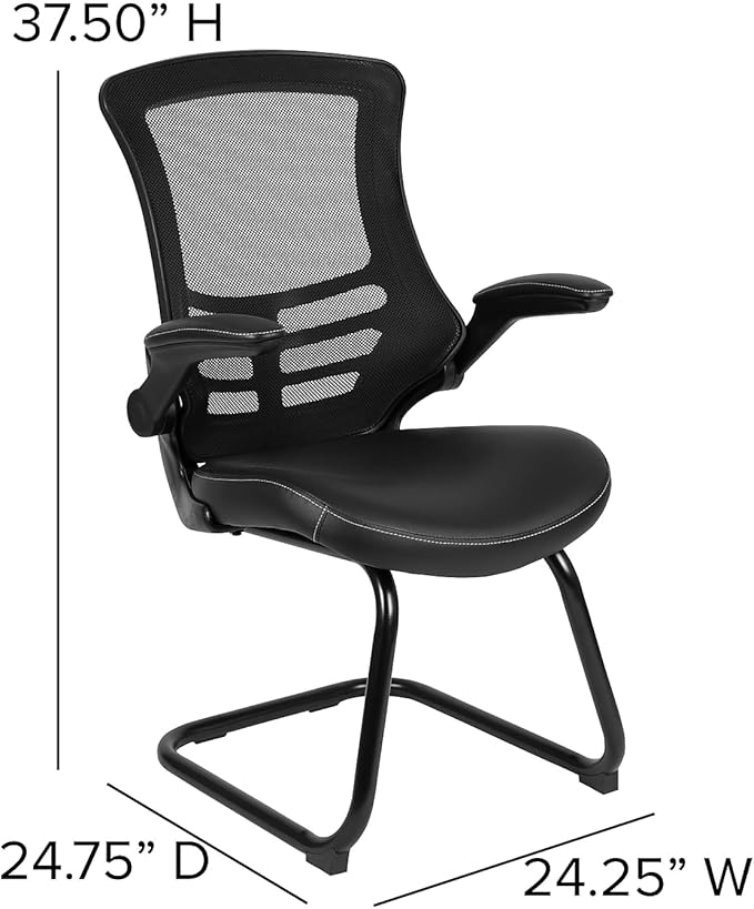 Flash Furniture Kelista Black Mesh Sled Base Side Reception Chair - Image 3