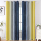 Navy Blue and Yellow Ombre Blackout Curtains - Image 2