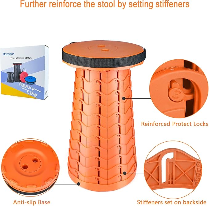 Boreeman Upgraded Folding Stool Lightweight Yet More Sturdy - Image 3