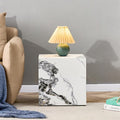 Side Table, End Table with White Marble Grain, Modern Beside Sofa Couch Tables by BAOPIN