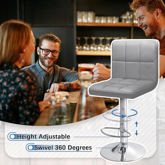 Homall Bar Stools Modern Velvet Adjustable Swivel Barstools, Armless Hydraulic - Image 6