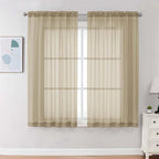 Chyhomenyc Taupe Sheer Curtains 63 Inches Long 2 Panels, Light Filtering Bright by Chyhomenyc