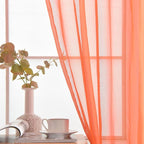 SpaceDresser Basic Rod Pocket Sheer Voile Window Curtain Panels Jaffa Orange 1 - Image 3