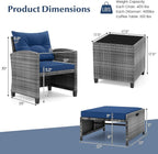 Tangkula 5 Pieces Patio Conversation Set, PE Wicker Rattan Outdoor Furniture Set - Image 4