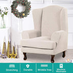 Turquoize Wingback Chair Covers 2 Piece Wing Chair Slipcover Stretch Slipcovers - Image 2