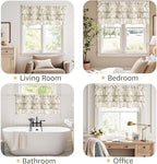 JINCHAN Ruffled Valance Curtain Linen Floral Kitchen Valance - Image 4