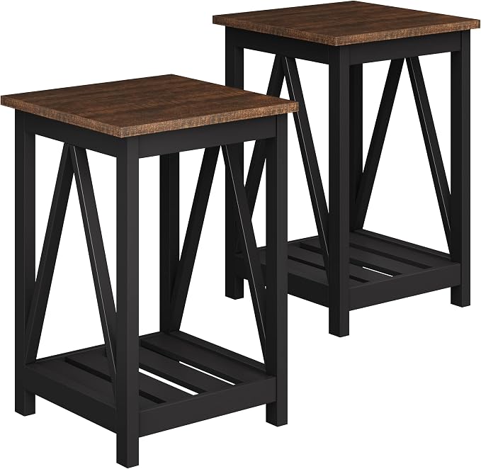 ChooChoo Farmhouse End Table, Rustic Vintage End Side Table by ChooChoo