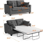 Full Size Pull Out Sleeper Sofa Bed, 2-in-1 Convertible Corduroy Pull Out Couch - Image 3