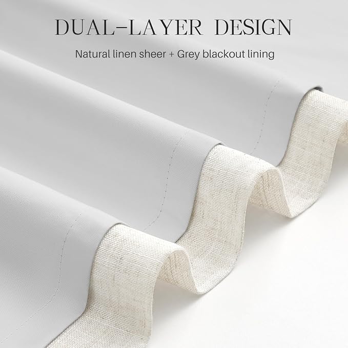 100% Blackout Pinch Pleated Linen Curtains 105 Inches Long - Image 4