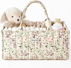 Blissful Diary Floral Diaper Caddy Organizer, Stylish Nursery Storage Basket by BlissfulDiary