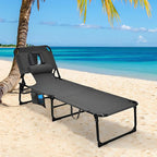 Goplus Tanning Chair, Folding Adjustable Patio Lounge Chair - Image 2