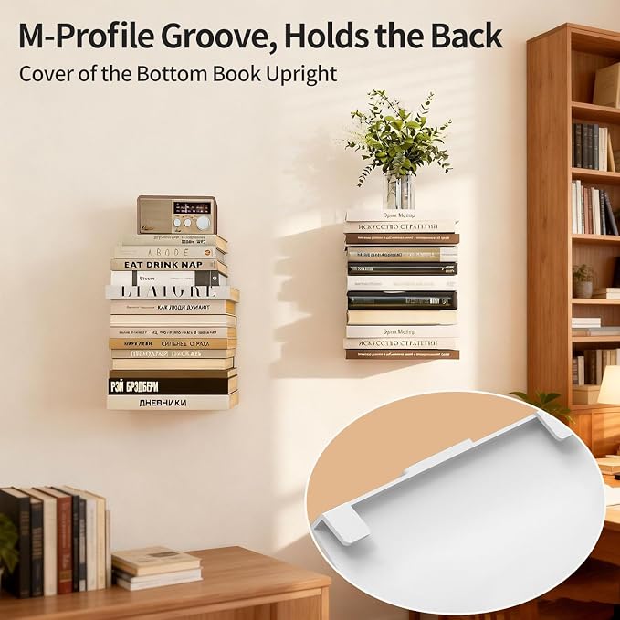 Invisible Floating Bookshelves 6 Tier, Heavy Duty Metal Book Organizer - Image 5
