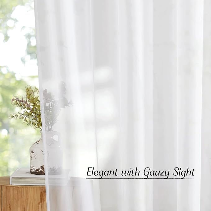 NICETOWN Soft Voile White Sheer Curtains 63 inches Long - Image 5