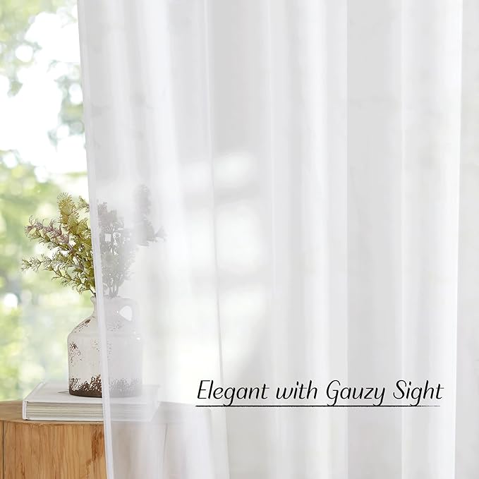 NICETOWN White Sheer Curtains for Living Room 90 inches Long - Image 5