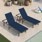 Lounge Chair Outdoor with Wheels, Aluminum Patio Chaise Lounge Chair with 5 - Image 2