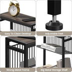 Side Table for Small Space, 3-Tier Narrow End Tablewith Magazine Holder - Image 9