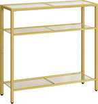 HOOBRO 29.5" Narrow Console Table, 3-Tier Tempered Glass Sofa Table, Modern - Image 8