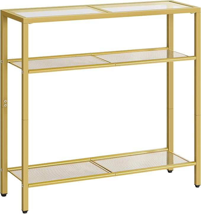 HOOBRO 29.5" Narrow Console Table, 3-Tier Tempered Glass Sofa Table, Modern - Image 8