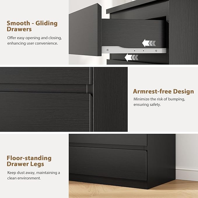 Jocoevol Black 5 Drawer Dresser - Image 6