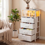 Fixwal Tall Nightstand with Charging Station, Night Stand with U-S-B Ports and - Image 6