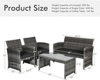Goplus 4-Piece Rattan Patio Furniture Set, Outdoor Wicker Conversation Sofa - Image 7