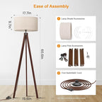 LEPOWER Wood Tripod Floor Lamp, Mid Century Standing Lamp, Modern Design - Image 8