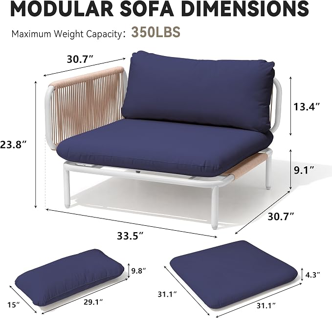 Crestlive Products Outdoor Patio Furniture Set, 4 Seater Modular Oversized - Image 3