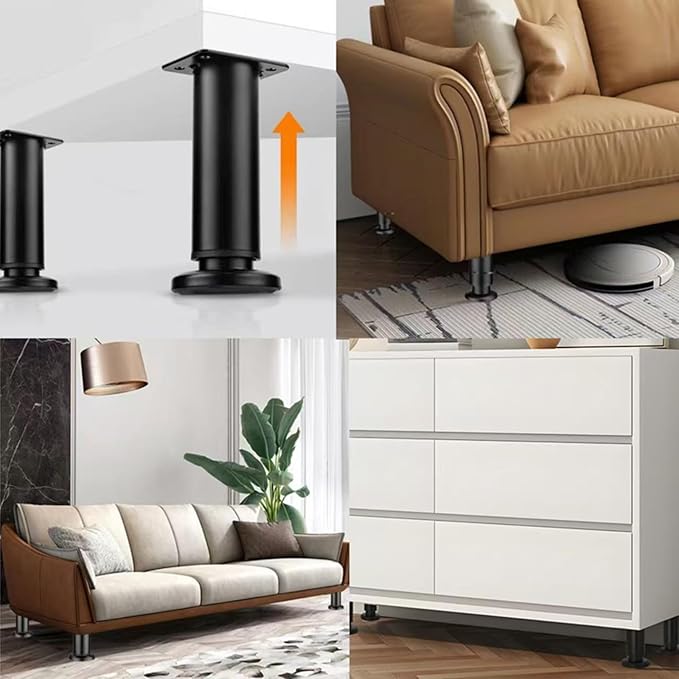 4PCS Adjustable 4.7-7.08 Inch Metal Furniture Legs Black Furniture Replacement - Image 6