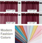 Kitchen Curtains 24 Inch Length Tier 2 Pieces, Burgundy Sheer Curtain Solid - Image 5