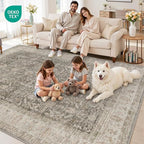 6x9 Area Rugs Living Room: Bedroom Washable Carpet Warm Taupe | Large Vintage - Image 8