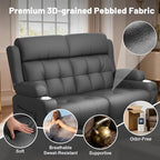 Reclining Loveseat with Pebble Texture Fabric, Loveseat Recliner with USB/Type - Image 5
