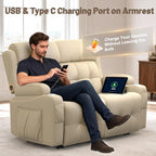 Reclining Loveseat with Pebble Texture Fabric, Loveseat Recliner with USB/Type - Image 4