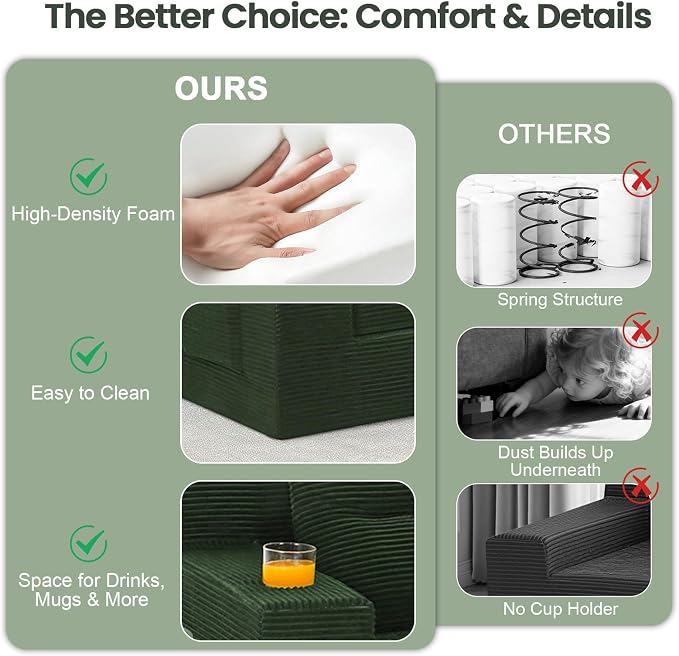 COMAX Futon Sofa Bed, Boneless Loveseat Couch in A Box, Fold Out Small Foldable - Image 6