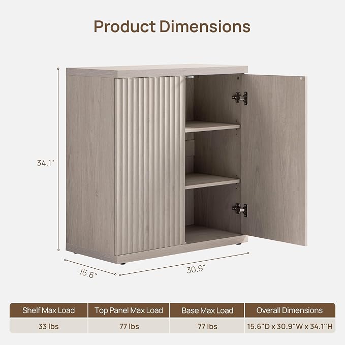 SICOTAS Buffet Cabinet with Storage Accent Sideboard Modern Credenza with Doors - Image 3