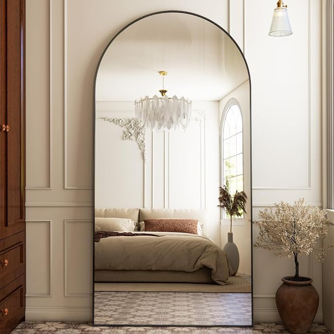 HARRITPURE 76"x34" Arched Full Length Mirror Free Standing Hanging Mounted - Image 7